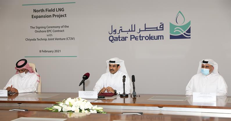 قطرغاز تصدر خطاب الترسية للمشروع المشترك بين تشيودا و تكنيب لتنفيذ مشروع التوسعة "شرق حقل الشمال"